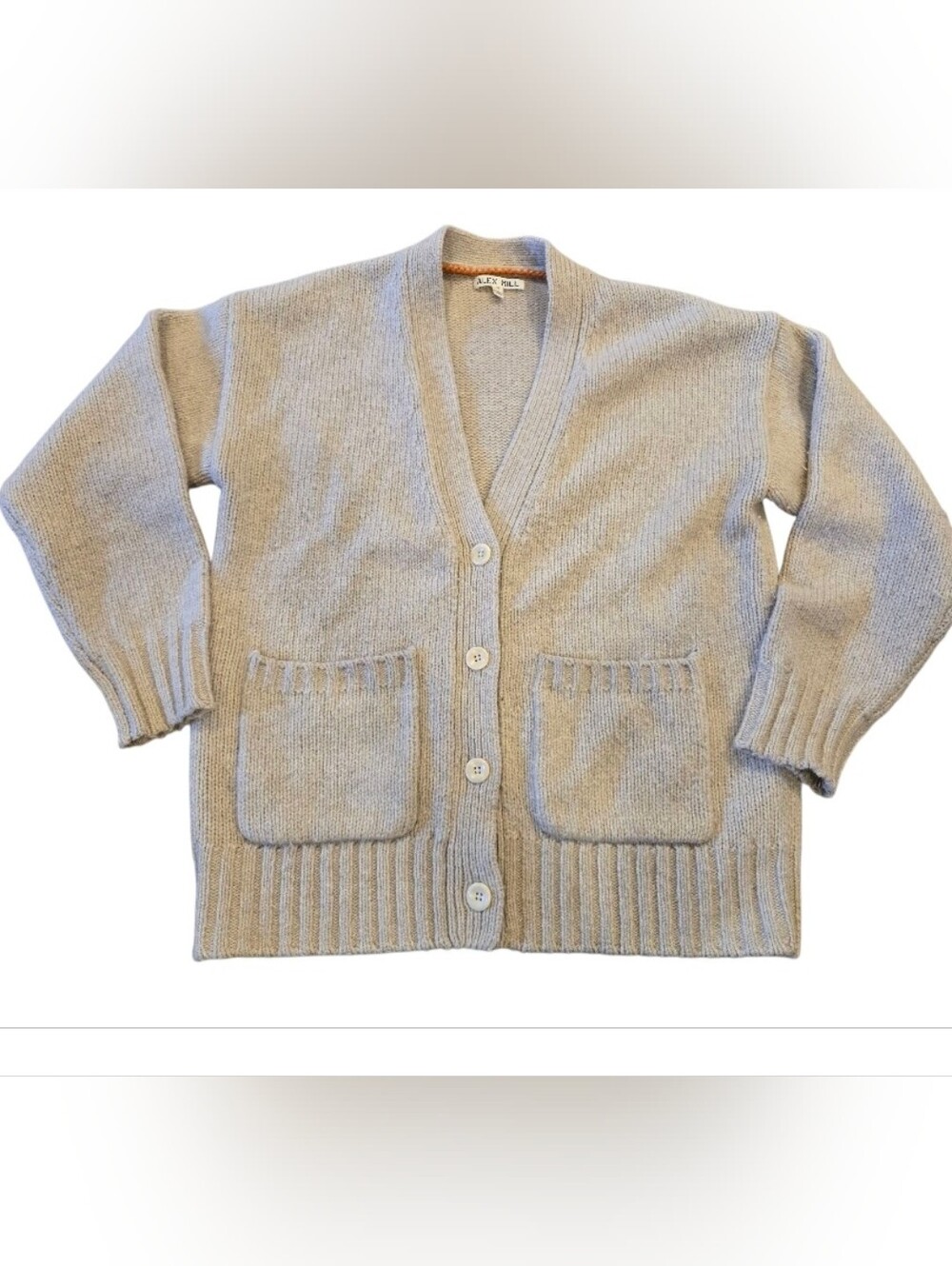 Alex Mill Beige Button-Up Knit Cardigan Chunky Knit Oversized Size SMALL BEIGE